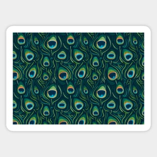 Watercolor Peacock Feather Pattern Sticker